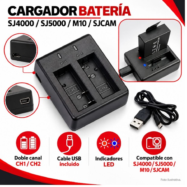 &ua CARGADOR BATERIA SJ4000 SJ5000 M10 SJCAM